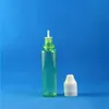 ダブルプルーフキャップ付き25mlペットドロッパーボトルの緑色の透明な子どもの証明タンパー安全な絞りめずいボトル100pcs aolnc