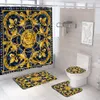 Zasłony prysznicowe Zestawy kurtyny luksusowy czarny złoty materiał poliestrowy zmywalna kąpiel 3D marmurowa okładka toaletowa akcesoria łazienkowe 230626
