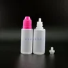 20 ML 100 PCS / Lot Flacons compte-gouttes en plastique LDPE avec bouchons de sécurité à l'épreuve des enfants Conseils Vapor e Cig Liquid Squeeze mamelon court Rcjfr