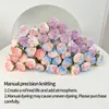 Flores decorativas caseiras com acabamento falso buquê de flores feito à mão rosa de malha decoração para casa casamento dia da namorada das mães