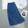 Saias Moda Cintura Alta Saia de Verão Feminino Vintage Coreano Denim Feminino Elegante Faldas Mujer A-line Umbrella Jeans