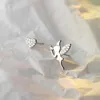 Stud Earrings Genuine S925 Sterling Silver Diamond Zircon Fashion Asymmetric Ear For Women Non-allergic Non-fading Fine Jewelry