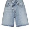 Frauen Shorts Frauen Hohe Taille Gerade Denim 2023 Sommer Asymmetrische Schräge Knopfleiste Weibliche Blaue Kurze Hosen Jeans