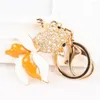 Keychains Lovely Goldfish Fish Charm Ankomst Crystal Rhinestone Pendant Purse Bag Key Ring Chain Creative Birthday Friend