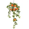 Fiori decorativi Cesto appeso a parete Fiore Rose di seta Corda Vite finta Edera Rattan artificiale Decorazioni per la casa Ghirlanda di rose