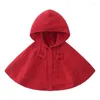 Jackor 2023 Autumn Winter Girls Sticked Kids Cardigan Coat 0-4 år Baby Cute Cloak Children Clothing