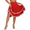 Vêtements de scène femmes dentelle froufrous danse Flamenco jupes taille haute élastique évasé Midi salle de bal Rumba Performance Costume