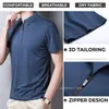 Mens Tshirts Fashion Men Ice Silk Cool Polo Shirt High Quality Slim Fit dragkedja Colpar Solid Color Short Sleeve Casual Athletic Workout Tops 230625