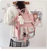 Backpack Teen Girls School Handheld Korean Style INS College Travel Leisure Bag & Pin Cute Bear 2023