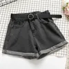 Femmes Shorts YuooMuoo All Match Ceintures Casual Femmes Denim Sertissage Taille Haute Mince D'été Jeans Feminino Chic Dames Bas 230625