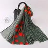 Scarves 2023 Dot Print Frayed Shawls Women Cotton Long Soft Spot Polka Stripe Scarf Wrap Hijab Muffler 6 Color