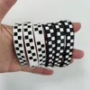 Party Decoration 5pcs 2.56 Inch Racing Flag Rubber Bracelets Checkered Wristbands Race Car Theme Decorations