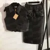 Faldas Diseñador Carta Bordada Mujeres Chaleco Abrigo Dividir Cremallera Bolsillo Vestido Alto Estilo Calle Chaqueta Sin Mangas