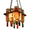 Żyrandole vintage Rust Color Metal Butelka wina żyrandol E27 LED CAFE BARM BAR ŻESTOLOWE Droplight Storek oświetlenia