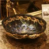 China Artistic Handmade Art Wash Basin Ceramic Counter Top Wash Basin Badrum Sänker hand keramiska badrum diskbänk svartgood qty naapt