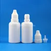 100 Sets 1 OZ 30 ml Kunststoff-Tropfflaschen WEISSE Flaschen Manipulationssichere Kappen Lange, dünne Spitzen LDPE E-Dampf-Zigarettenflüssigkeit 30 ml Tqaxb