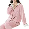 Indumenti da notte da donna 2 pezzi/set pigiama da donna set peluche vestiti da casa camicia da notte invernale notte allentata