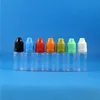 100 Takım / Grup 10ml PET Plastik Damlalıklı Şişeler Çocuk Korumalı Uzun İnce Uç e Sıvı Buhar Vapt Suyu Yağı 10 ml Hqpbn
