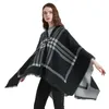 Sjaals Mode Gebreide Kasjmier Sjaal Wraps Voor Vrouwen Lente Warme Losse Vrouwelijke Ponchos Capes Met Knop Vintage Plaid Sjaal uitloper