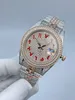 New Men's Fashion Watches Red Arabic numbers Watch Rose Gold Diamond Face Watch Full Diamond Strap Watch Automatic Mechanical Wristwatch 41mm