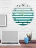 Wall Clocks Geometric Stripe Cyan Turquoise Gradient Luminous Pointer Clock Home Ornaments Round Silent Living Room Decor