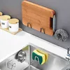 New Kitchen Stainless Steel Sink Sponges Holder Self Adhesive Drain Drying Rack Kitchen Wall Hooks Accessories Storage Organizer