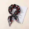 Scarves 70x70cm Women Multifunction Polyester Silk Scarf Sweet Cherry Printed Casual Satin Small Square Wraps Shawl 2023