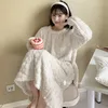 Women's Sleepwear Gowns For Ladies Terry Dressing Winter Flannel Thick Fleece Coral Large 4XL Legant One Piece Pyjamas