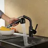 Kitchen Faucets SKOWLL Deck Mount Faucet Single Handle Pull Down Sprayer Matte Black PX-12