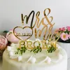 Autres fournitures de fête d'événement personnalisé gâteau Topper acrylique miroir lettre gâteau décor personnalisé nom et Date or joyeux anniversaire gâteau décoration pour mariage 230625