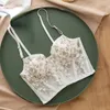 Camisola sin mangas para mujer, camisola de calle alta, sujetador con corpiño de pétalos en 3D bordado a la moda, Tops recortados, ropa interior fina femenina 230625