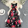 Casual Kleider Runway Sommer Jacquard Floral Tank Kleid Frauen Ärmellose Weste Hohe Taille Blumendruck Strand Party Femmes Vestidos