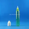 100 zestawów/partia 30 ml zielone plastikowe plastikowe butelki z plastikowym kropla