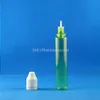 100 set / lotto 30ml UNICORN GREEN Bottiglie contagocce in plastica Resistente ai bambini A prova di manomissione Punta lunga e sottile e Liquid Vapor Juice e-Liquide 30 ml Kigu