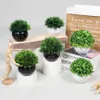 Planters krukor Konstgjorda växter Kraftad grön bonsai små träd gräs växter pot prydnad falska blommor för hem trädgård sovrum dekoration