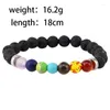 Link Pulseiras Difusor 7 Chakra Homens Mulheres Pedra Lava Natural Cristal Cura Ansiedade Jóias Mandala Yoga Meditação Pulseira Presente