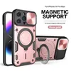 Call Flashing Phone Cases Magnetic Kickstand Back Cover Slide Camera Lens Protector for iPhone 15 15pro 15plus 15 pro max 14 13 12 11 Xs XR 7 7p 8 8plus