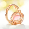 Cluster Rings Natural Pink Chalcedony Hand Carved Water Drop Ring Fashion Personalized Jewelry Men's And Women's Adjustable