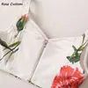 Tute da donna Red RoosaRosee Sexy scollo a V Colletto Backless Floral Print Strap Bohemian White Shorts Tute Set 2023 Primavera Estate Donna