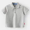 Polos Boys Girls Children's Shirt Sleeved T-Shirt Kids Cotton White Blue Gray Grey Green Red Baby School Shirt Summer 230625