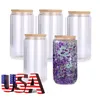 USA Warehouse 25pack 20oz dubbelwandige sublimatie bekers glas kan vorm geven duidelijk bedrukte sneeuwbol met deksel en rietje JN26