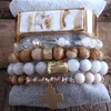 Bangole Rh Fashion Designer Boho Bracciale in perline Braccialette in pietra naturale Crystal 5pc Set di bracciali da donna Gioielli Regalo