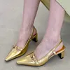 Sandales dorées pompes femmes talons hauts nouveau en 2023 printemps été mode Slingback dames chaussures à talons femme luxe 230511