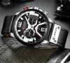 Relógios Curren Top Brand Sports Watches Mens assistem a relógio de pulso de couro com calendário para homens relógio masculino preto