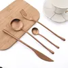 Dinnerware Sets AJOYOUS 24pcs Black Gold Cutlery 304 Stainless Steel Tea Spoon And Fork Knife Kitchen Dinner Flatware Set Brushed