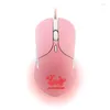 Möss trådbundna spelmus RGB LED -ljus Desgin Ergonomisk tyst Mause 3200 DPI USB Pink 6D Optical Gamer Girl Gift for Laptop PC Rose22