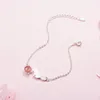 Braccialetti di collegamento Moda dolce rosa fragola cristallo gattino pietra di luna colore argento femminile letterario ridimensionabile SBR098