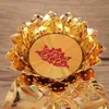 Świece posiadacze plamy Lotus Gold Diwali Diya Lampa indyjska stojak mosiężne lampy olejne kwiat Dekor Tealight Crystal Candelabra Użyj światła 230625