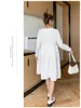 Dress 2022 Spring Long Sleeves Loose Maternity Fairy Dress Vneck Bow Collar Pregnant Woman White Dress Fashion Women Wedding Dresses