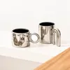 Tumblers Personlig mugg silver keramisk mugg kaffekopp för att dricka te på eftermiddagen nordisk stil lärare gåva 230625